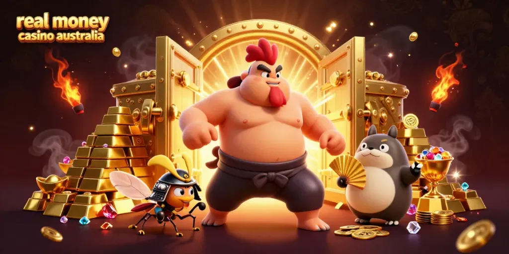 Experience excitement with a dynamic scene featuring powerful characters in a real money casino australia setting.