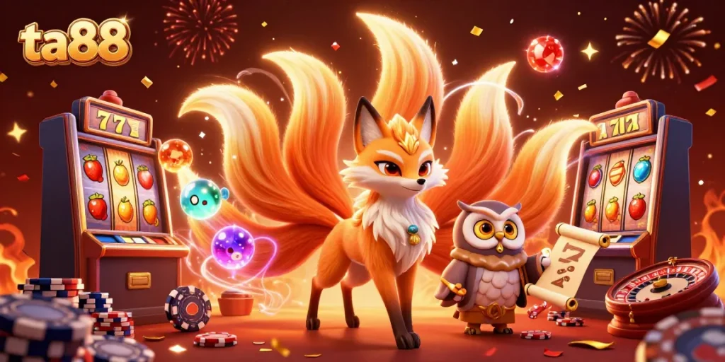 Experience the vibrant ta88 online casino excitement with animated characters and gaming elements.